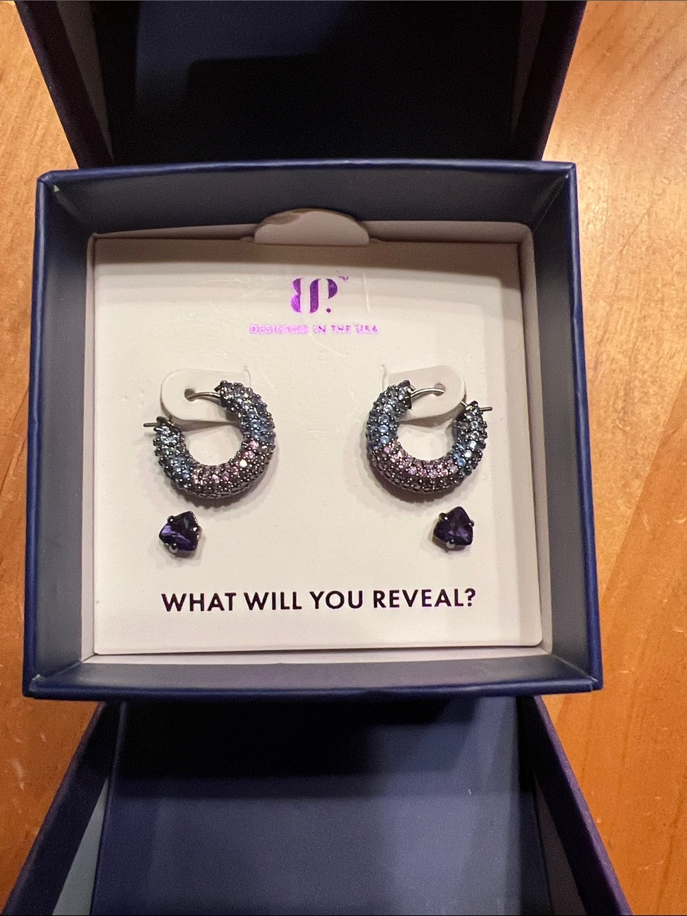 Sparkling Iridescent Hoop and Stud Earring Set - Purple BP NEW Never Worn!